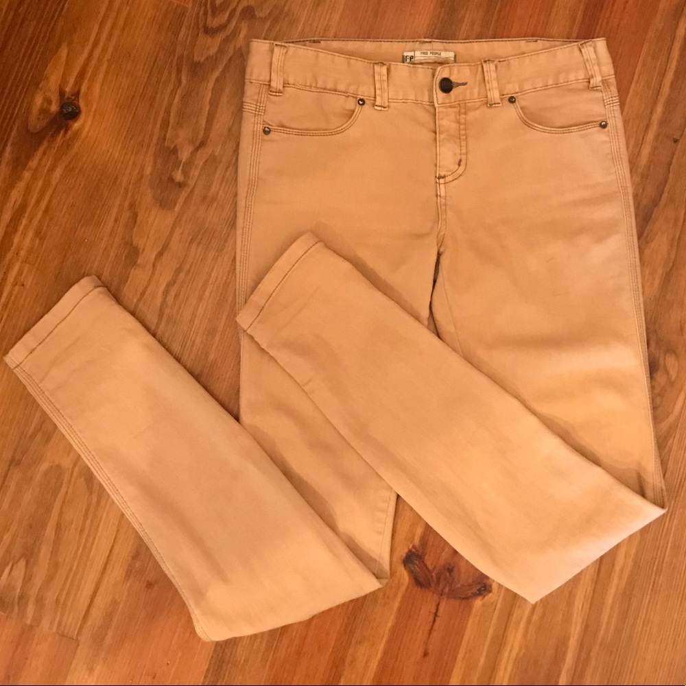 Free People Mid Rise Skinny Tan/Camel Jeans